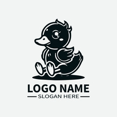 Cute Duck Mascot Logo Design, Duck Character Logo, Funny Animal Logo, Farm Animal Logo, Children's Logo