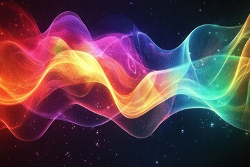 Fototapeta premium Colorful Abstract Wave Patterns of Light and Motion Against a Dark Background, Evoking Energy and Vibrancy in Digital Art