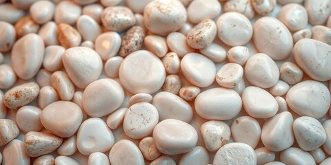 Smooth White Pebble Stones Close-Up