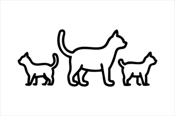cat line art vector, silhouette, set design