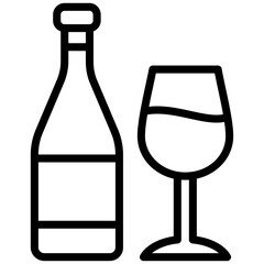Wine Outline Icon, Black And White Outline Icon Symbol
