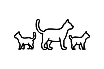 cat line art vector, silhouette, set design