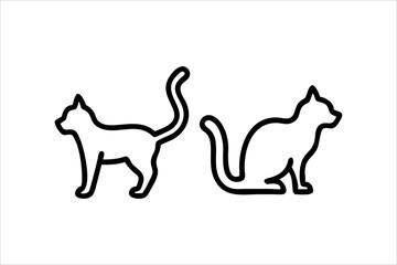 cat line art vector, silhouette, set design