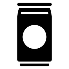 Beer Can Glyph Icon, Black And White Glyph Icon Symbol