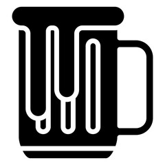 Beer Mug Glyph Icon, Black And White Glyph Icon Symbol