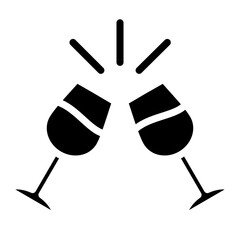 Champagne Toast Glyph Icon, Black And White Glyph Icon Symbol
