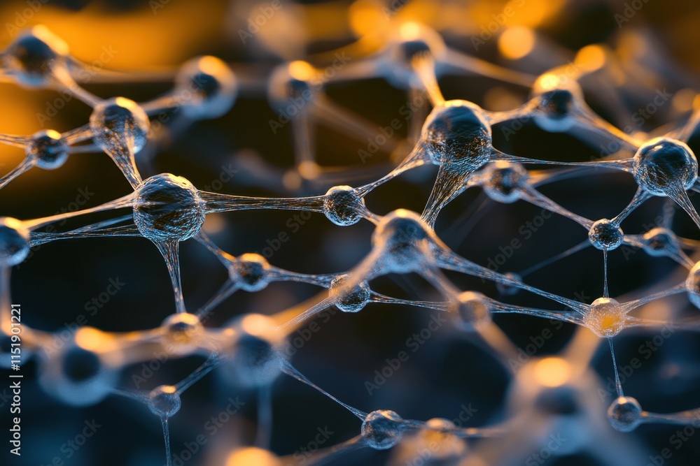 Poster close-up view of molecular structures illustrating complex connections and interactions