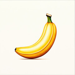 vibrant yellow banana on clean white background, showcasing its natural curves and texture