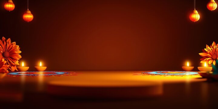 Festival Product Display Vibrant Diwali Decorations Indoor Environment Aesthetic Viewpoint