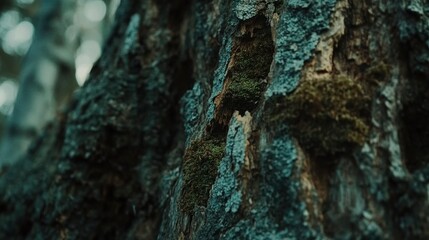 Moss Growing On A Trees Rough Bark