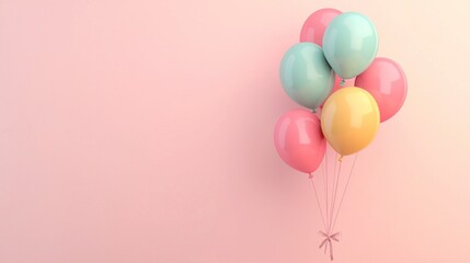 Pastel Balloons Pink Background Celebration Party Festive