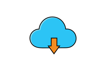 Cloud with Download Arrow Vector