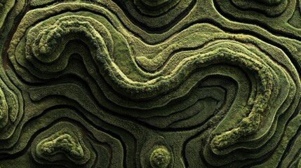 Abstract Mossy Terrain Showing Rolling Green Hills
