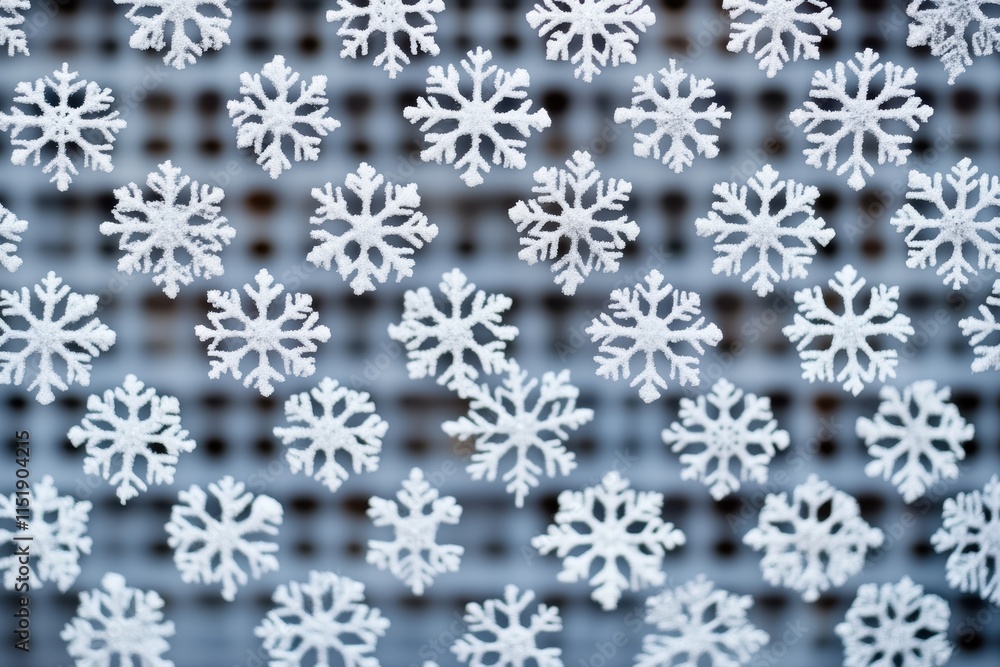 Poster delicate snowflakes create a beautiful lacy grid pattern against a soft background