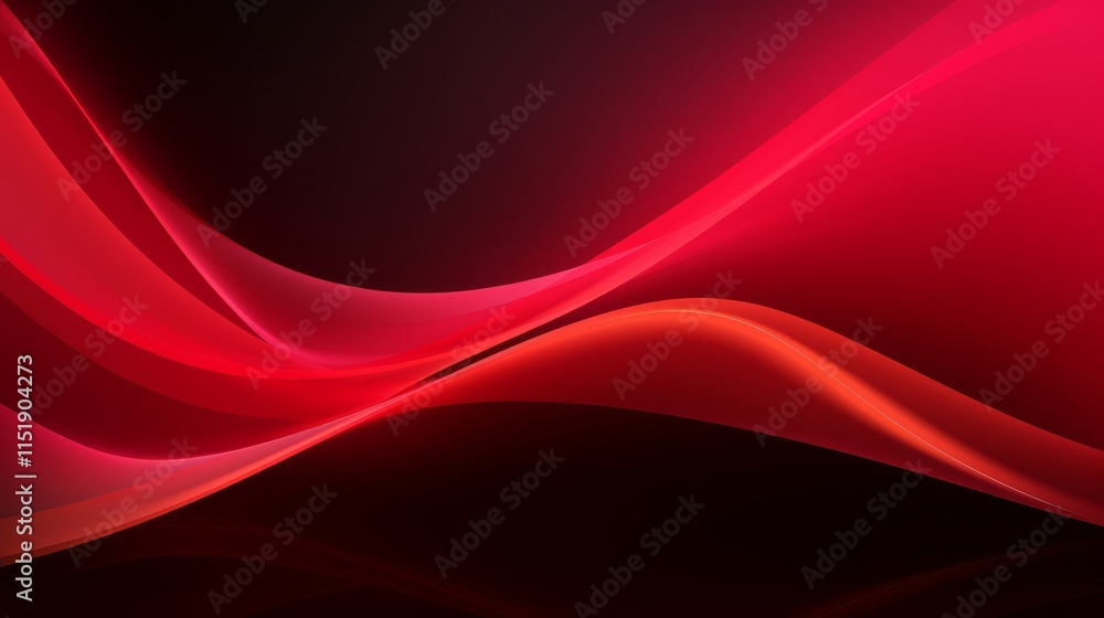 Poster red curved abstract neon lines design with glowing effects for modern visuals
