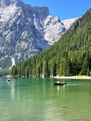 lake and mountains, Lago di Braies Dolomities Italy