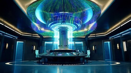 Exploring a Futuristic Control Room With Vibrant Lights and Advanced Technology in an Immersive Experience