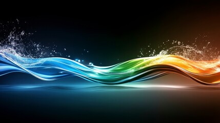 Abstract wave design with colorful splashes representing fluidity and movement.