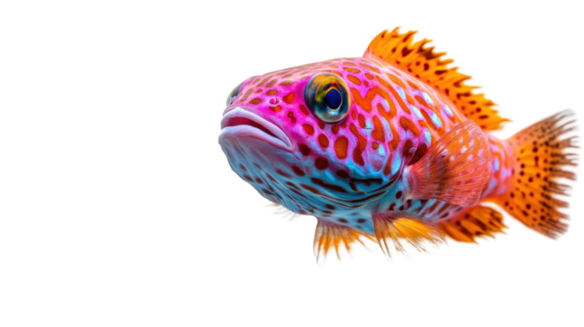A vibrant, colorful fish swimming gracefully. transparent background