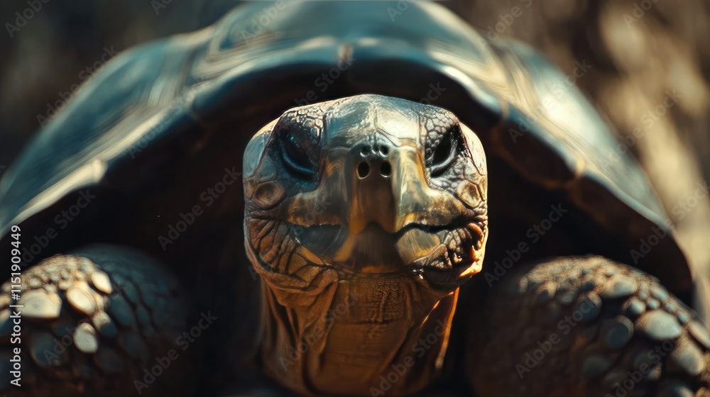 Aufkleber close-up of a galapagos tortoise in its natural habitat, with a background designed for adding text 