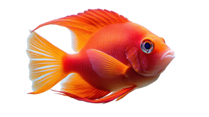 Vibrant orange fish swimming gracefully. transparent background