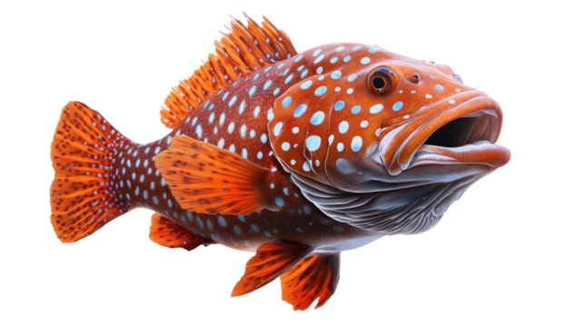 Vibrant orange fish with distinctive spots. transparent background