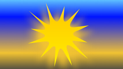 Beautiful sun illustration with vibrant rays shining across a clear sky