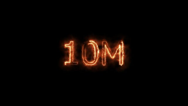 Neon 10M text animation on black background.