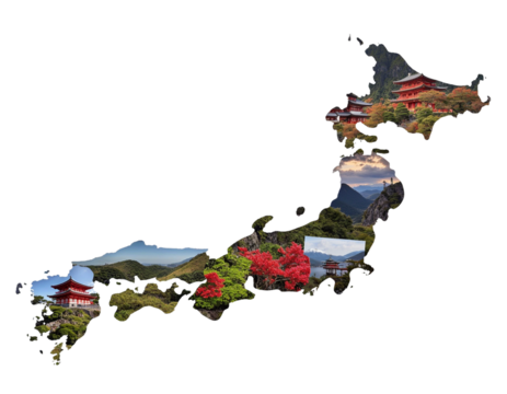 map of japan with flag