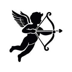 Fototapeta premium Cupid silhouette ancient mythology. Love. Vector illustration.