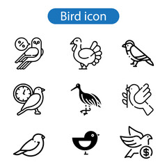 Bird icon set vector art illustration on white background.