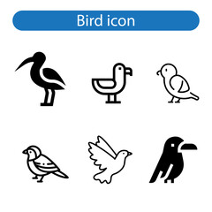 Bird icon set vector art illustration on white background.