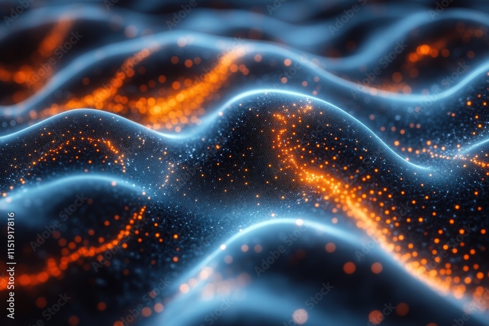 Poster nanoparticles create an abstract pattern resembling flowing waves in vibrant colors