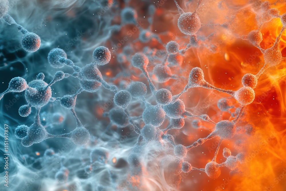 Poster nanoparticles create a vibrant abstract formation in a dynamic quantum landscape