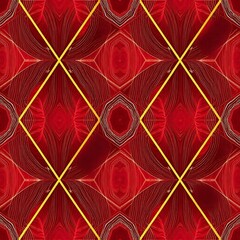 Crimson Lattice: A captivating seamless pattern of rich crimson and gold, featuring an intricate lattice design. Perfect for adding a touch of luxury and sophistication to any project. 
