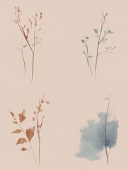 Fototapeta premium Abstract Watercolor Wall Art with PANTONE 17-1230 Mocha Mousse Tones