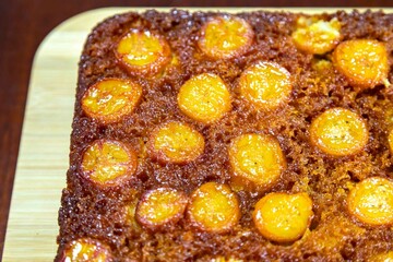 Traditional Brazilian caramelized banana pie. Brazilian food