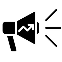Megaphone Glyph Icon, Black And White Glyph Icon Symbol