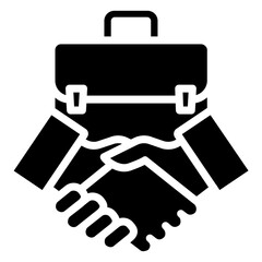 Handshake Glyph Icon, Black And White Glyph Icon Symbol