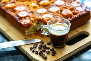 Traditional Brazilian caramelized banana pie. Brazilian food