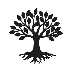 Obraz premium Silhouette of a Tree with Roots | Vector Illustration on White Background