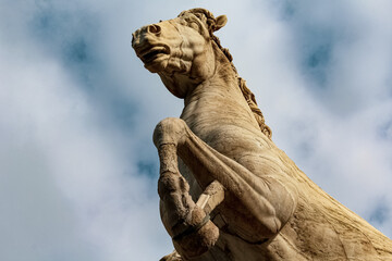 Statue dei Dioscuri sulla Cordonata Capitolina (dettaglio). Roma, Italia