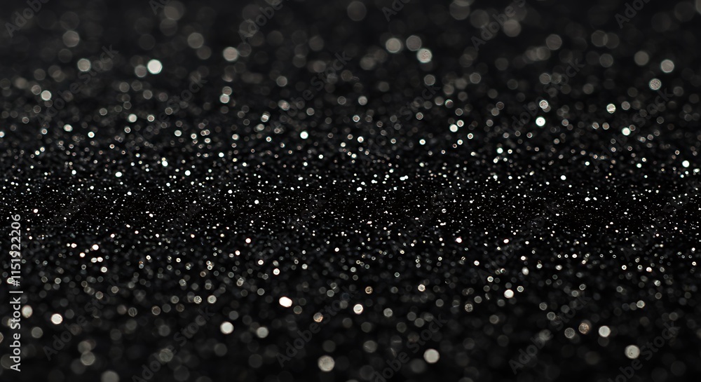 Poster black background sparkling with shiny glitter bokeh light. circular out of focus sparkle.