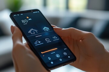 Smart device controls temperature and home settings from mobile app interface