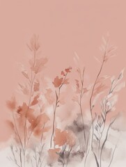 Abstract Watercolor Wall Art with PANTONE 17-1230 Mocha Mousse Tones