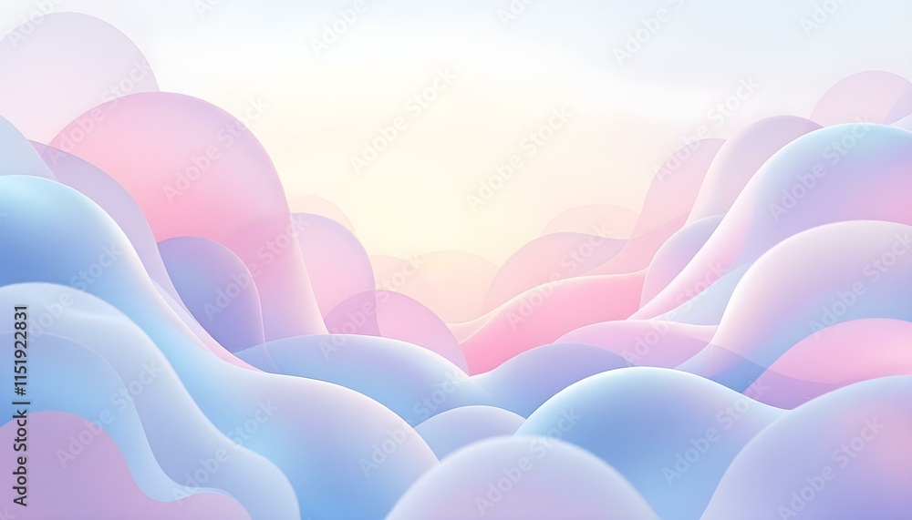Poster gentle, fluid abstract shapes in pastel gradients, a soothing and relaxing visual, perfect for backg