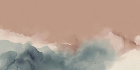 Abstract Watercolor Wall Art with PANTONE 17-1230 Mocha Mousse Tones