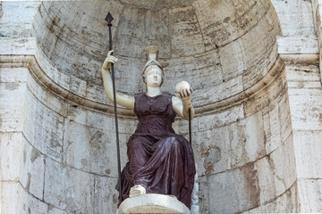 Statua della dea Roma in Piazza del Campidoglio. Roma, Italia