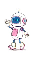 A cheerful robot dances energetically, exuding a sense of joy and playfulness, showcasing its intricate design and robotic charm in a vibrant environment