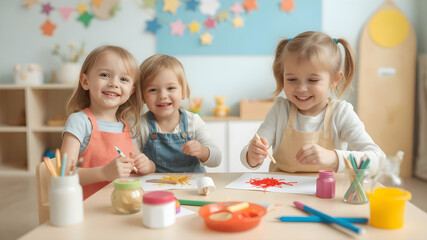 Kids painting together